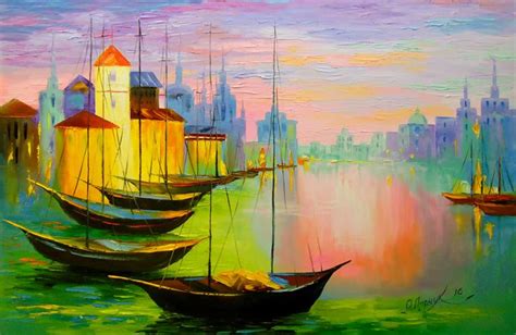 Boats Olha Darchuk Paintings And Prints Landscapes And Nature