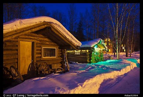 Picturephoto Cabins At Night In Winter Chena Hot