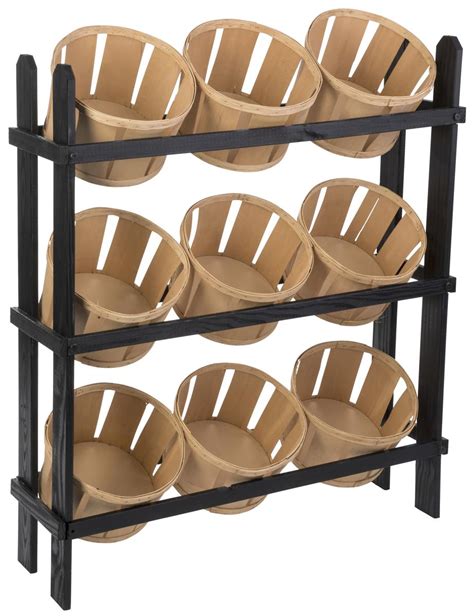 Tiered Basket Displays Black Frame W9 Natural Bins