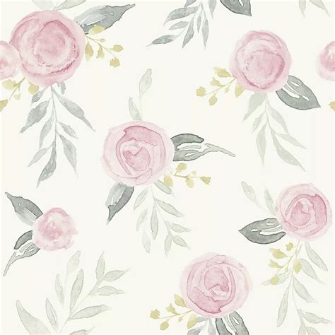 Joanna Gaines Watercolor Roses Pink Wallpaper The Home Depot Canada