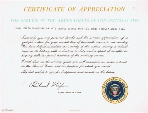 Presidential Letter Of Appreciation