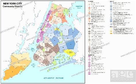New York City Boroughs Districts Neighborhoods Map Stock Vector