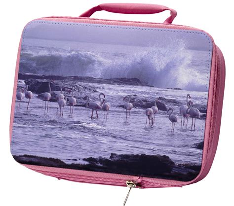 Pink Flamingo On Sea Shore Insulated Pink School Lunch Box Bag Ab