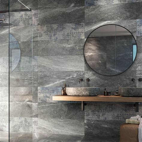 Stone Effect Bathroom Tiles Novus Grey Victorian Plumbing