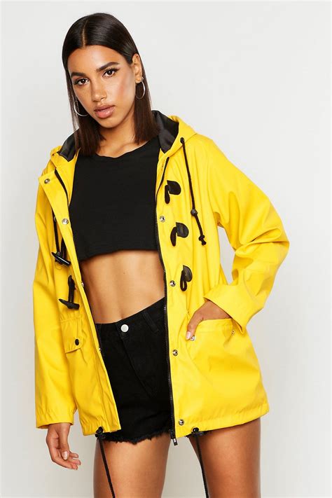 Rubberised Rain Mac With Toggles Boohoo Rain Mac Lightning Jacket