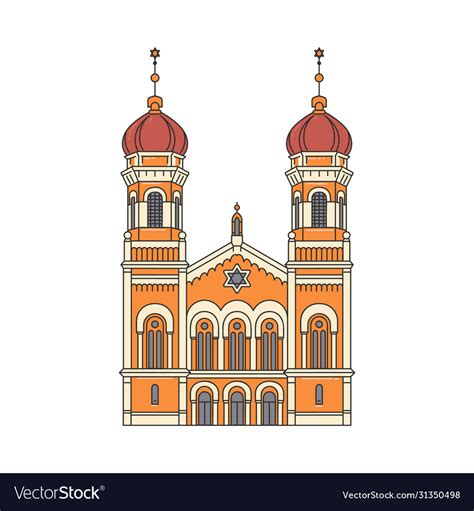 Jewish Synagogue Building Cartoon Icon Royalty Free Vector