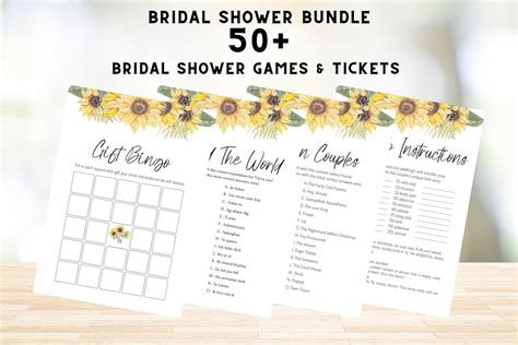 Sunflower Bridal Shower Games Bundle Yellow Bridal Shower Etsy