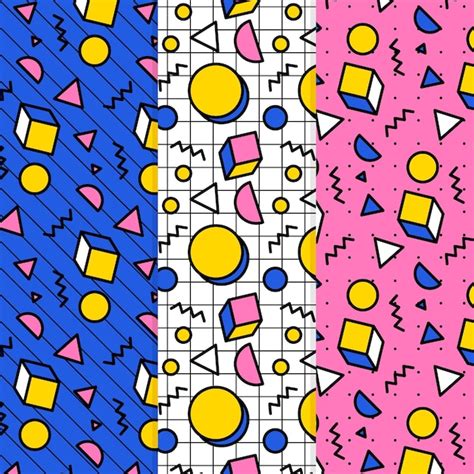 Colorful Memphis Pattern Pack Free Vector