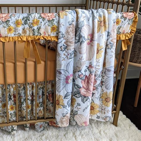 Vintage Earthy Floral Crib Bedding Crib Bedding Sets Vintage Earthy