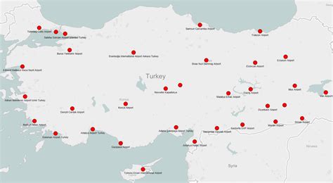 Turkey Airport Map Map Of Turkey Showing Airports Western Asia Asia