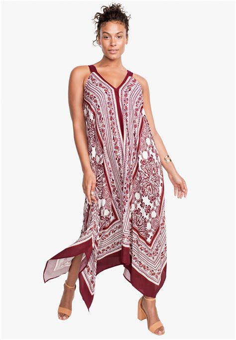 Scarf Print Maxi Dress Plus Size Dresses Roamans