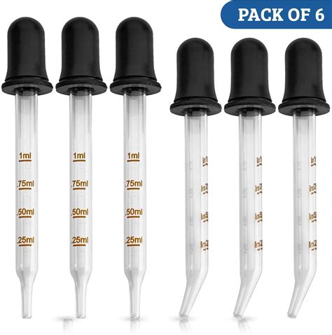 Buy Eye Dropper 6 Pack Bent And Straight Tip Calibrated Glass Medicine