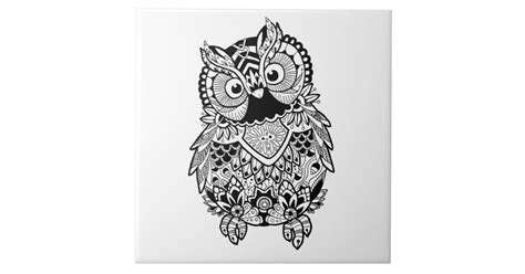 Illustrated Mandala Owl Ceramic Tile Zazzle