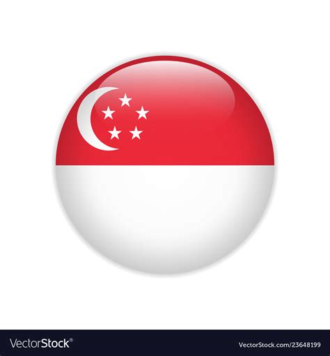 Round metallic flag of singapore with holes vector image. Singapore flag on button Royalty Free Vector Image