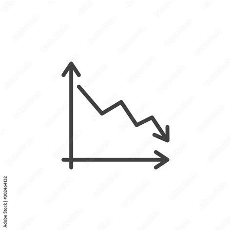 Business Decline Graph Line Icon Decrease Diagram Linear Style Sign
