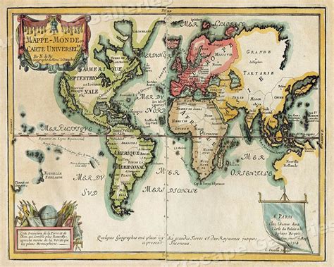 1700s “map Of The World” Remarkable Vintage Style Map 20x24 Ebay
