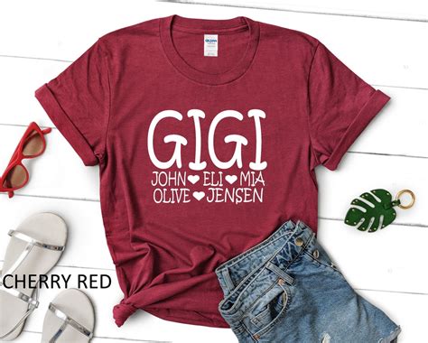 Personalized Gigi T Shirt With Grandkids Names Gigi Tee Etsy