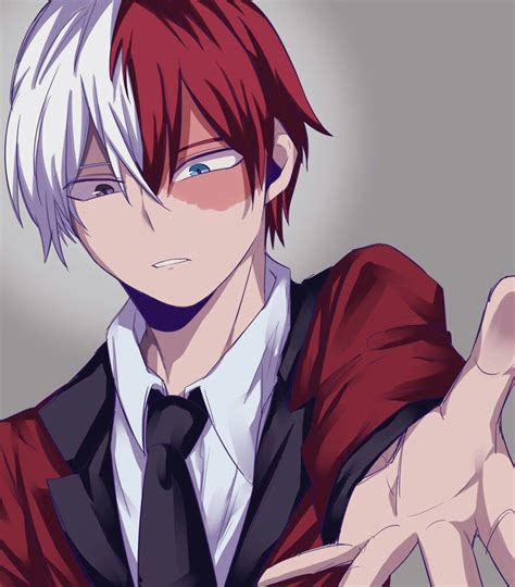 An Anime Character With Red Hair And Glasses Holding His Hands Out To