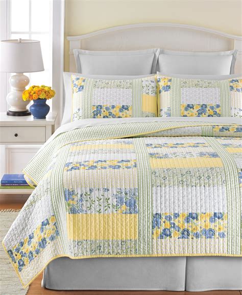 Martha Stewart Collection 100 Cotton Blue And Yellow Patchwork Posey