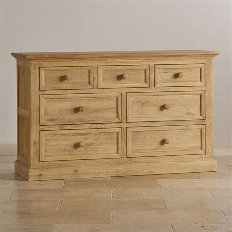 Wide Chest Of Drawers With 7 Drawers Solid Weathered Oak Including