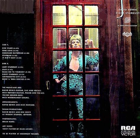Back Cover Ziggy Stardust Angela Bowie Ziggy Stardust Album Cover