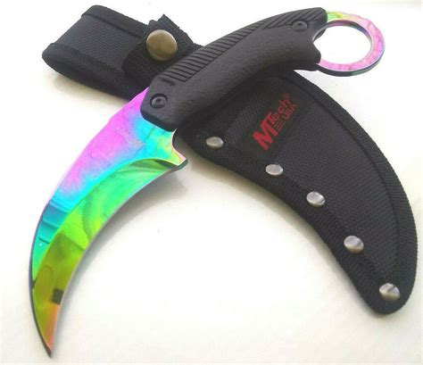 Rainbow Edc Csgo Hawkbill Karambit Fixed Blade Survival Knif