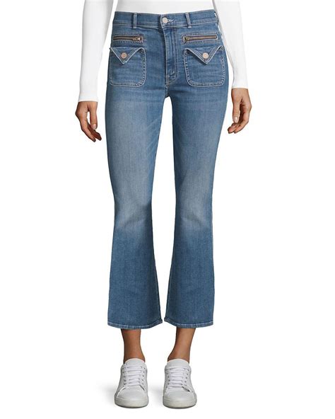 Mother Patch Pocket Flare Jeans In Blue Lyst