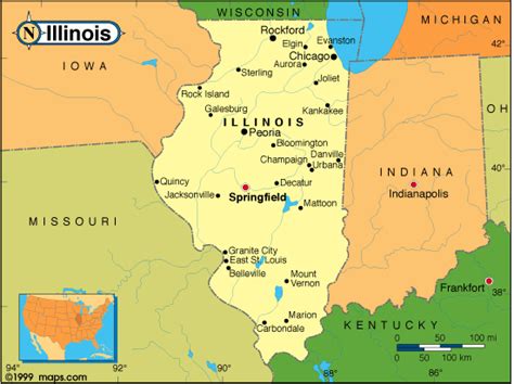 Illinois Map United States Of America