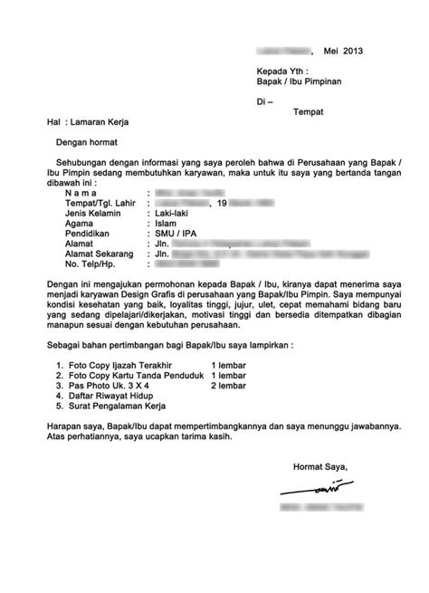 Cara Membuat Surat Lamaran Kerja Tanpa Nama Perusahaan Contoh Surat