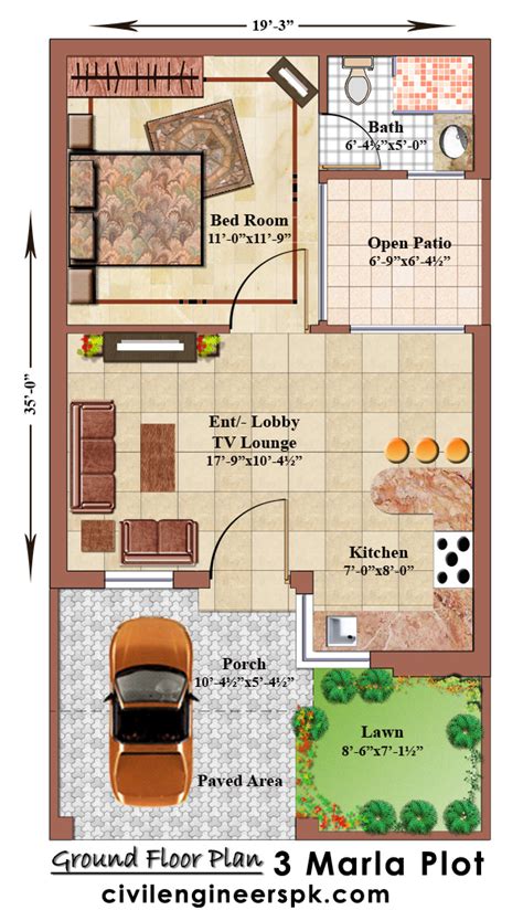 3 Marla House Plans Civil Engineers Pk