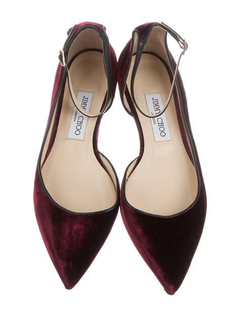 Jimmy Choo Velvet Pointed Toe Flats Shoes Jim The Realreal