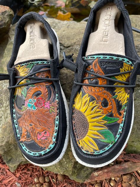 Custom Tooled Hey Dude Shoe Toppers Etsy