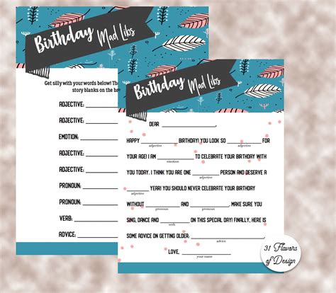 Birthday Party Mad Libs Birthday Mad Libs Birthday Party Printable Diy Mad Lib Game By