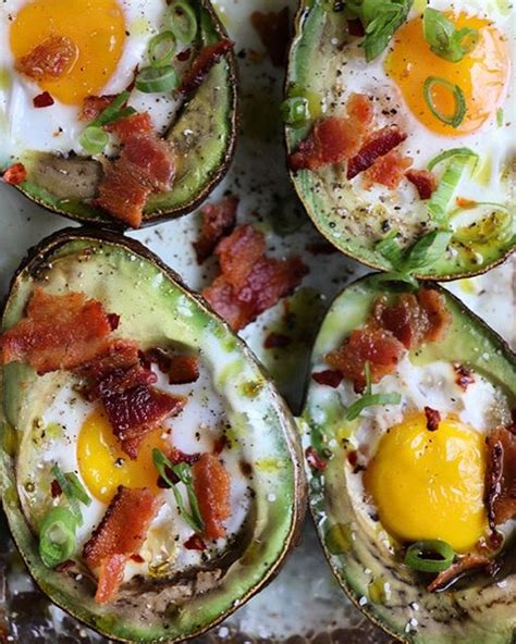 Baked Avocado Egg Boats With Bacon Recipe The Feedfeed