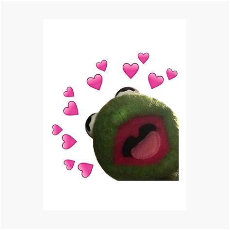 Kermit Heart Meme Photographic Print By Queentones Redbubble