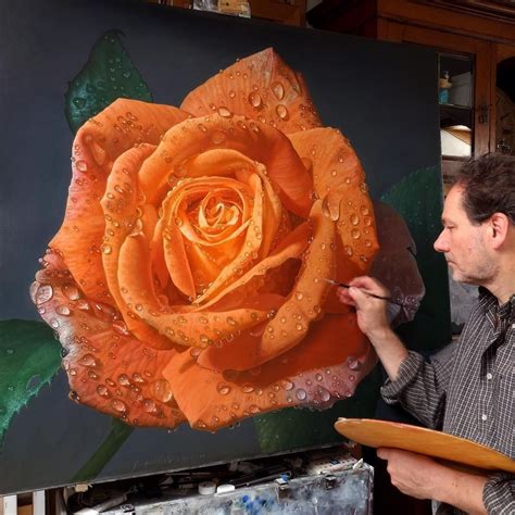 Realistic Paintings Of Flowers And Roses Flower Painting Flower Art