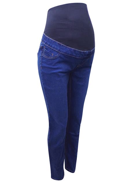 N3w L00k Blue Denim Skinny Fit Over Bump Maternity Jeans Size 8 To 18
