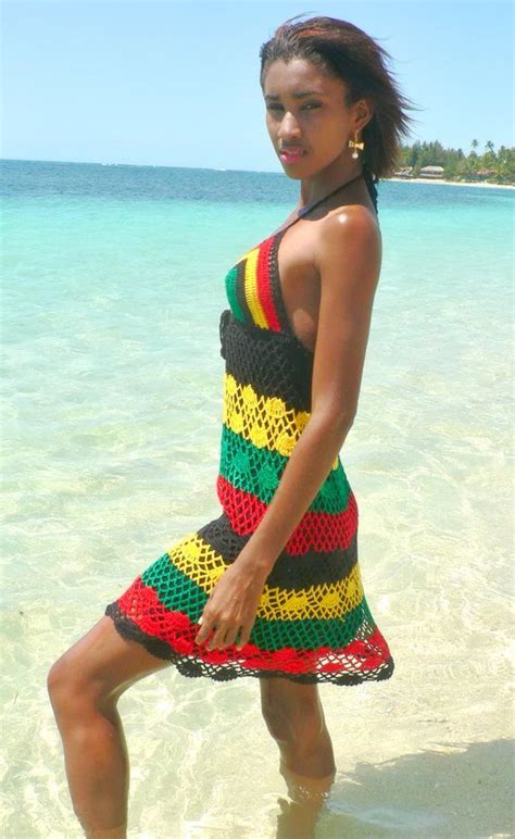 handmade crochet dress 01 jamaican or rasta colors choice etsy Örgü bikini plaj plaj modası