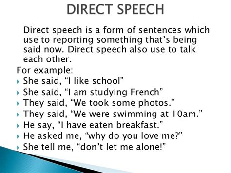 100 examples of direct and indirect speech. Direct and indirect speech