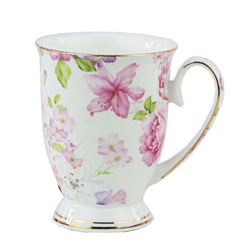 Florishome Fine Bone China Early Summer Rose Coffee Mug Tea Cup 11 Oz 330 Ml Light Green