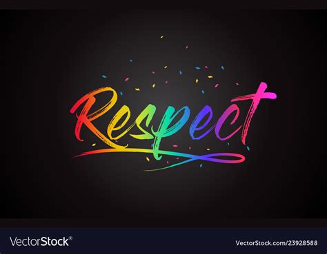 Respect word text with handwritten rainbow Vector Image