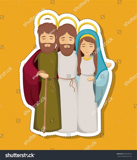 Jesus Mary And Joseph Cartoon Design Stock Vector Illustration