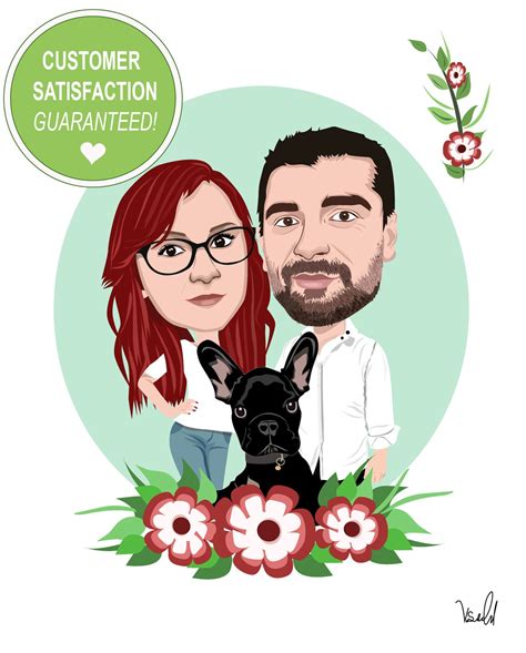 Custom Digital Couple Drawing Couple Portrait With Flowers | Etsy ...