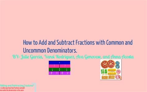 There's no doubt that fractions are difficult to deal with especially when you by following my examples, step by step, you will quickly learn how to add fractions with unlike denominators. How to Add and Subtract fractions with common and uncommon denominators. by Julie Garcia
