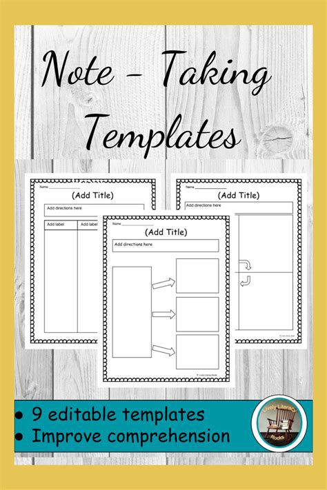 Editable Note Taking Templates Taking Notes Note Taking Worksheets In