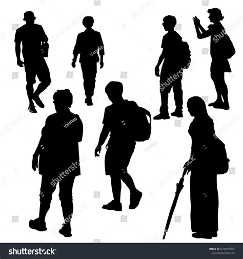 Vector Silhouettes Group Passersby People Isolated Stock Vector