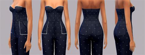 Sims 4 Ccs The Best Polka Dot Bustier Jumpsuits By Manueapinny