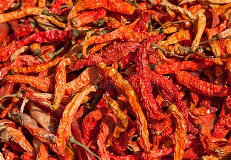 Pile Of Red Dry Chili Pepper At A Market In India Stock Photo Image