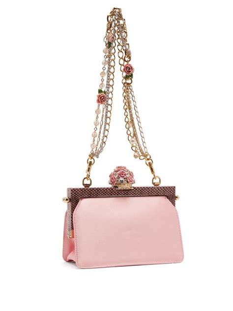 Vanda Rose Embellished Satin And Snakeskin Bag Dolce And Gabbana