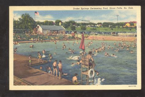 Sioux Falls South Dakota Drake Springs Swimming Pool Vintage Postcard